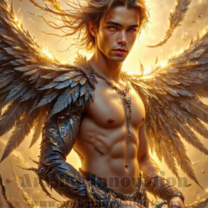 In this gallery, AI-generated dark angels — handsome fallen angels with massive black and silver wings in gothic atmospheric settings. UHD digital art collection.