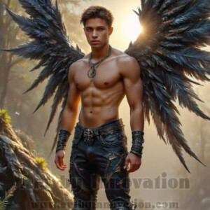In this gallery, AI-generated dark angels — handsome fallen angels with massive black and silver wings in gothic atmospheric settings. UHD digital art collection.
