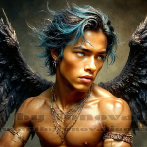 In this gallery, AI-generated dark angels — handsome fallen angels with massive black and silver wings in gothic atmospheric settings. UHD digital art collection.