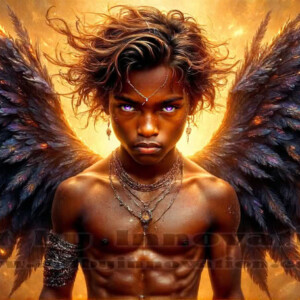In this gallery, AI-generated dark angels — handsome fallen angels with massive black and silver wings in gothic atmospheric settings. UHD digital art collection.