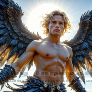 In this gallery, AI-generated dark angels — handsome fallen angels with massive black and silver wings in gothic atmospheric settings. UHD digital art collection.