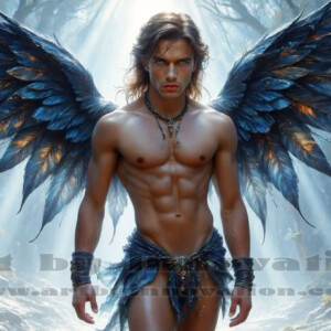 In this gallery, AI-generated dark angels — handsome fallen angels with massive black and silver wings in gothic atmospheric settings. UHD digital art collection.