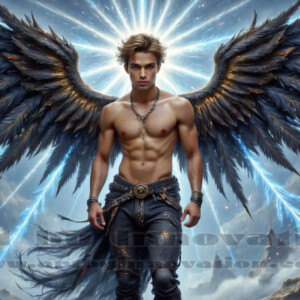 In this gallery, AI-generated dark angels — handsome fallen angels with massive black and silver wings in gothic atmospheric settings. UHD digital art collection.