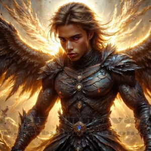 In this gallery, AI-generated dark angels — handsome fallen angels with massive black and silver wings in gothic atmospheric settings. UHD digital art collection.