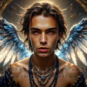 In this gallery, AI-generated dark angels — handsome fallen angels with massive black and silver wings in gothic atmospheric settings. UHD digital art collection.