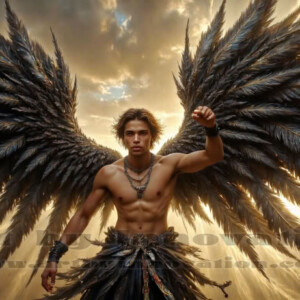In this gallery, AI-generated dark angels — handsome fallen angels with massive black and silver wings in gothic atmospheric settings. UHD digital art collection.