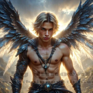 In this gallery, AI-generated dark angels — handsome fallen angels with massive black and silver wings in gothic atmospheric settings. UHD digital art collection.