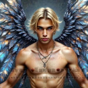 In this gallery, AI-generated dark angels — handsome fallen angels with massive black and silver wings in gothic atmospheric settings. UHD digital art collection.