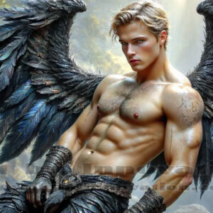 In this gallery, AI-generated dark angels — handsome fallen angels with massive black and silver wings in gothic atmospheric settings. UHD digital art collection.