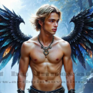In this gallery, AI-generated dark angels — handsome fallen angels with massive black and silver wings in gothic atmospheric settings. UHD digital art collection.
