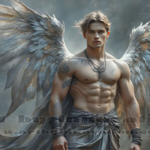In this gallery, AI-generated dark angels — handsome fallen angels with massive black and silver wings in gothic atmospheric settings. UHD digital art collection.