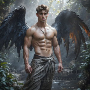 In this gallery, AI-generated dark angels — handsome fallen angels with massive black and silver wings in gothic atmospheric settings. UHD digital art collection.
