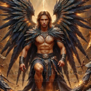 In this gallery, AI-generated dark angels — handsome fallen angels with massive black and silver wings in gothic atmospheric settings. UHD digital art collection.