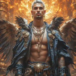 In this gallery, AI-generated dark angels — handsome fallen angels with massive black and silver wings in gothic atmospheric settings. UHD digital art collection.