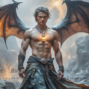 In this gallery, AI-generated dark angels — handsome fallen angels with massive black and silver wings in gothic atmospheric settings. UHD digital art collection.