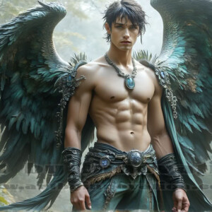 In this gallery, AI-generated dark angels — handsome fallen angels with massive black and silver wings in gothic atmospheric settings. UHD digital art collection.