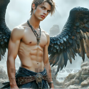 In this gallery, AI-generated dark angels — handsome fallen angels with massive black and silver wings in gothic atmospheric settings. UHD digital art collection.