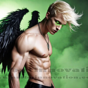 In this gallery, AI-generated dark angels — handsome fallen angels with massive black and silver wings in gothic atmospheric settings. UHD digital art collection.
