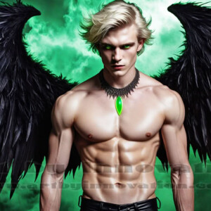 In this gallery, AI-generated dark angels — handsome fallen angels with massive black and silver wings in gothic atmospheric settings. UHD digital art collection.