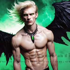 In this gallery, AI-generated dark angels — handsome fallen angels with massive black and silver wings in gothic atmospheric settings. UHD digital art collection.