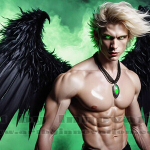 In this gallery, AI-generated dark angels — handsome fallen angels with massive black and silver wings in gothic atmospheric settings. UHD digital art collection.