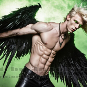 In this gallery, AI-generated dark angels — handsome fallen angels with massive black and silver wings in gothic atmospheric settings. UHD digital art collection.