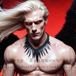 In this gallery, AI-generated dark angels — handsome fallen angels with massive black and silver wings in gothic atmospheric settings. UHD digital art collection.