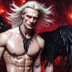 In this gallery, AI-generated dark angels — handsome fallen angels with massive black and silver wings in gothic atmospheric settings. UHD digital art collection.