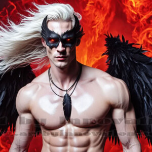 In this gallery, AI-generated dark angels — handsome fallen angels with massive black and silver wings in gothic atmospheric settings. UHD digital art collection.