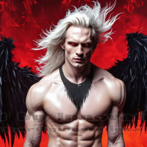 In this gallery, AI-generated dark angels — handsome fallen angels with massive black and silver wings in gothic atmospheric settings. UHD digital art collection.