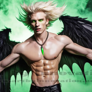 In this gallery, AI-generated dark angels — handsome fallen angels with massive black and silver wings in gothic atmospheric settings. UHD digital art collection.