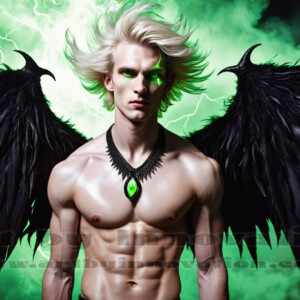 In this gallery, AI-generated dark angels — handsome fallen angels with massive black and silver wings in gothic atmospheric settings. UHD digital art collection.