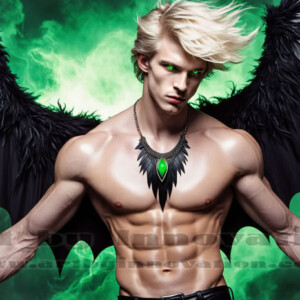 In this gallery, AI-generated dark angels — handsome fallen angels with massive black and silver wings in gothic atmospheric settings. UHD digital art collection.