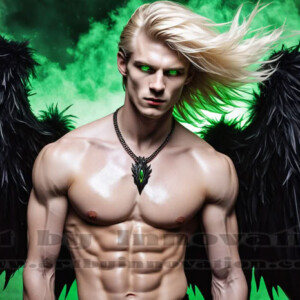 In this gallery, AI-generated dark angels — handsome fallen angels with massive black and silver wings in gothic atmospheric settings. UHD digital art collection.