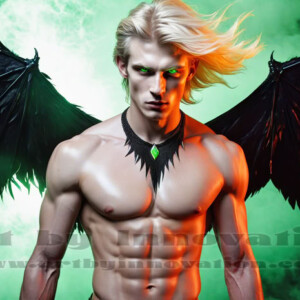 In this gallery, AI-generated dark angels — handsome fallen angels with massive black and silver wings in gothic atmospheric settings. UHD digital art collection.