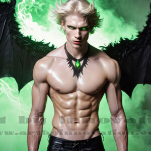 In this gallery, AI-generated dark angels — handsome fallen angels with massive black and silver wings in gothic atmospheric settings. UHD digital art collection.
