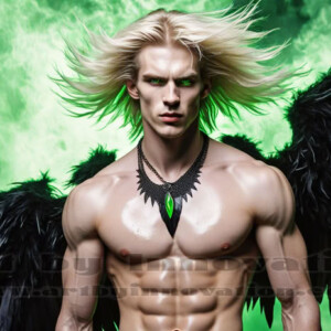 In this gallery, AI-generated dark angels — handsome fallen angels with massive black and silver wings in gothic atmospheric settings. UHD digital art collection.