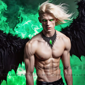 In this gallery, AI-generated dark angels — handsome fallen angels with massive black and silver wings in gothic atmospheric settings. UHD digital art collection.
