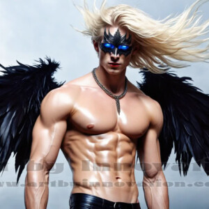 In this gallery, AI-generated dark angels — handsome fallen angels with massive black and silver wings in gothic atmospheric settings. UHD digital art collection.