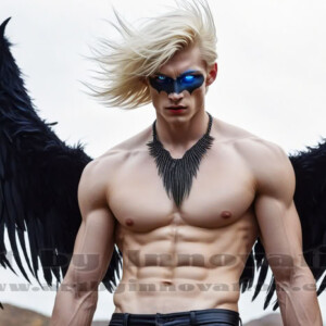 In this gallery, AI-generated dark angels — handsome fallen angels with massive black and silver wings in gothic atmospheric settings. UHD digital art collection.
