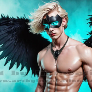In this gallery, AI-generated dark angels — handsome fallen angels with massive black and silver wings in gothic atmospheric settings. UHD digital art collection.