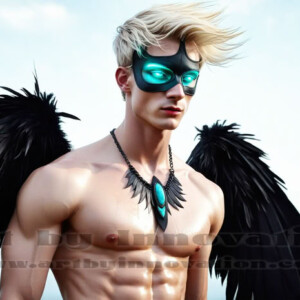 In this gallery, AI-generated dark angels — handsome fallen angels with massive black and silver wings in gothic atmospheric settings. UHD digital art collection.