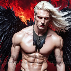 In this gallery, AI-generated dark angels — handsome fallen angels with massive black and silver wings in gothic atmospheric settings. UHD digital art collection.