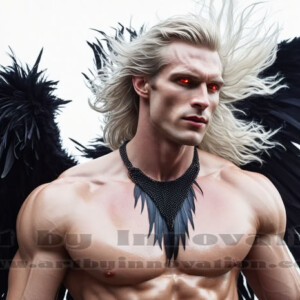 In this gallery, AI-generated dark angels — handsome fallen angels with massive black and silver wings in gothic atmospheric settings. UHD digital art collection.