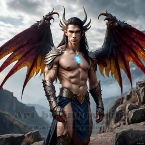 In this gallery, AI-generated dark angels — handsome fallen angels with massive black and silver wings in gothic atmospheric settings. UHD digital art collection.