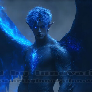 In this gallery, AI-generated dark angels — handsome fallen angels with massive black and silver wings in gothic atmospheric settings. UHD digital art collection.