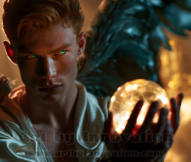 Stunning AI-generated male angel art handsome heavenly warriors with enormous shimmering wings descending from the celestial realm. Heaven's Warriors Collection by Jeff Dupler.