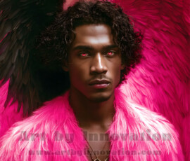 Stunning AI-generated male angel art — handsome heavenly warriors with enormous shimmering wings descending from the celestial realm. Heaven's Warriors Collection by Jeff Dupler.