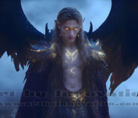 Stunning AI-generated male angel art — handsome heavenly warriors with enormous shimmering wings descending from the celestial realm. Heaven's Warriors Collection by Jeff Dupler.