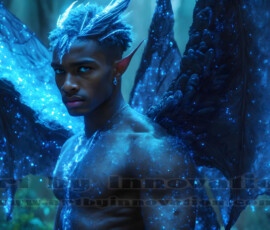 Stunning AI-generated male angel art — handsome heavenly warriors with enormous shimmering wings descending from the celestial realm. Heaven's Warriors Collection by Jeff Dupler.